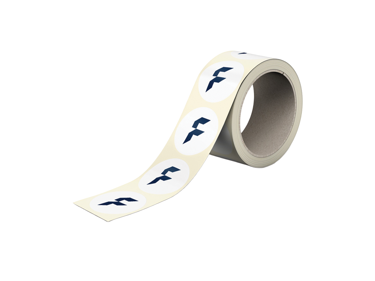 Labels on a roll with additional colour white